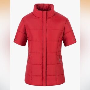 Amazon Women's Red Short Sleeve Puffer Jacket XL